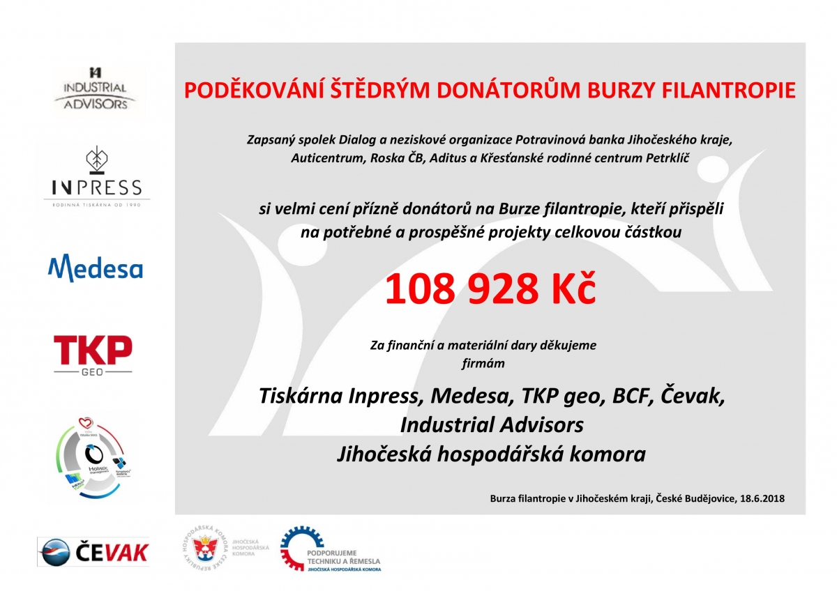 Poděkování - Burza Filantropie