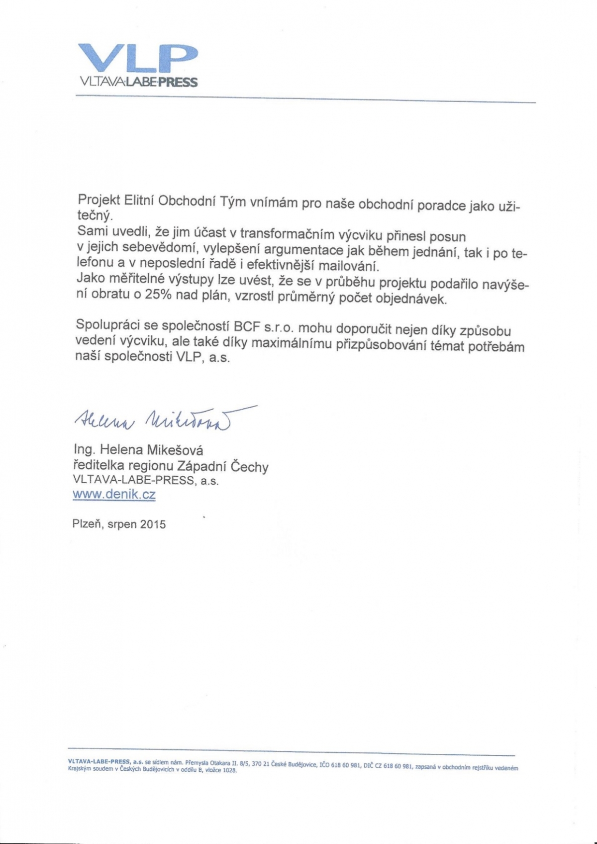 BCF, Holistic management, Kompetenční akademie, Elitní obchodní tým, Deník, Vltava labe press, školení obchodních zástupců, zvýšení obratu