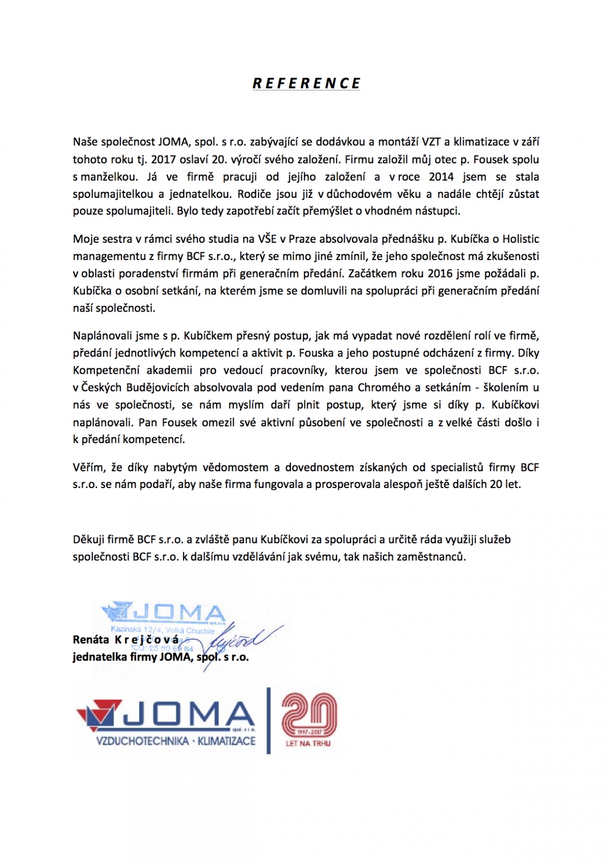 BCF, Holistic management, JOMA, generační předání firmy, nástupnictví